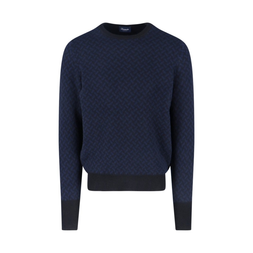 Drumohr Jacquard Cashmere Sweater – Navy
